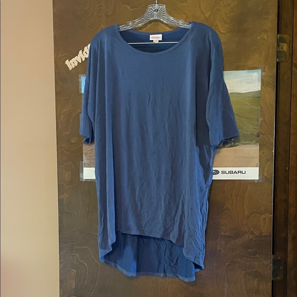 Blue LuLaRoe Asymmetrical Hem Top